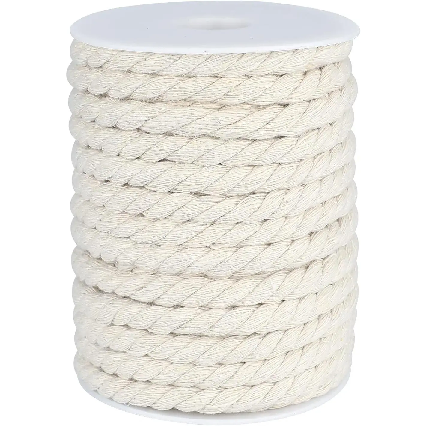 1/3 Inch Nautical Cotton Rope Crafts, 8mm x 65 Feet Clothesline Rope for Outdoor, 3 Ply White Unbleached Rope Cord, Macrame Cord for Clothesline, Baskets, Hanging Pots, Pets, ToysGift