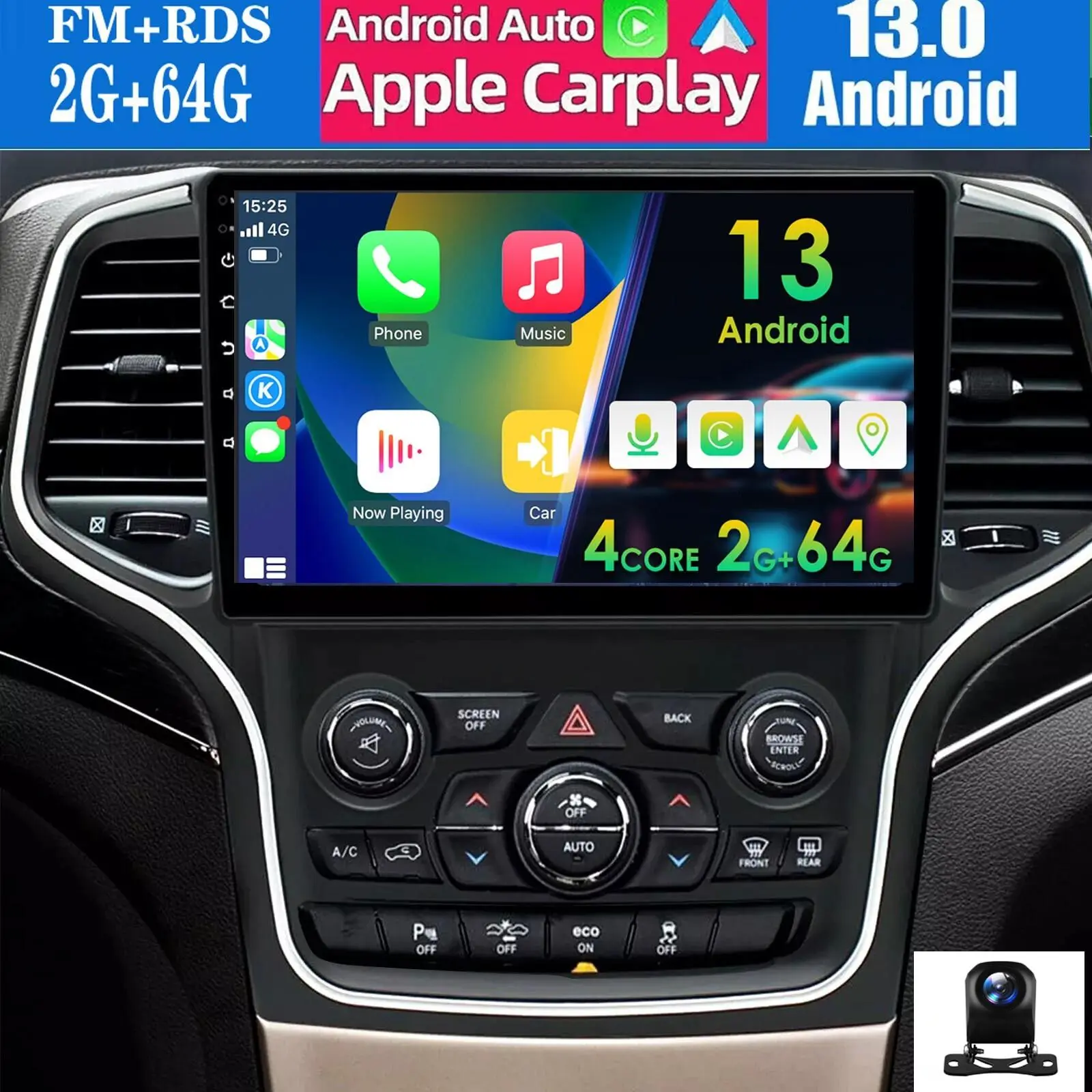 2 Din Android 14 Double Din Car Radio for Jeep Grand Cherokee WK2 2014-2022, Wireless CarPlay Screen, Car Screen CarPlay, Android Auto, Touchscreen Head Unit with GPS, DSP,car accessories