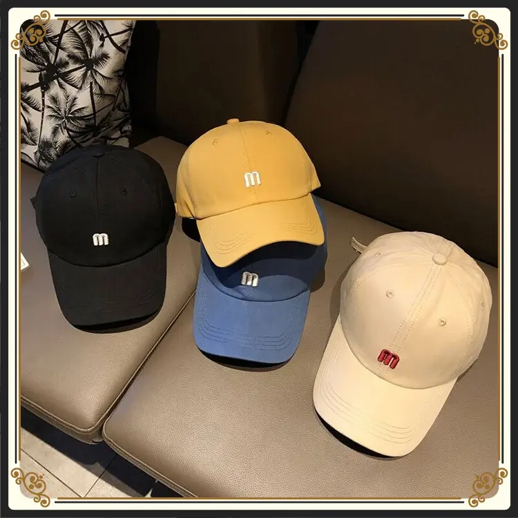 Embroidered Letter M Dad Hat - Soft Cotton Adjustable Size Casual Wear Headwear for Men, Women - Sun Hat for Outdoor Sports, Daily Match - Birthday Gift (Black, Yellow, Blue), Dad Hat Look