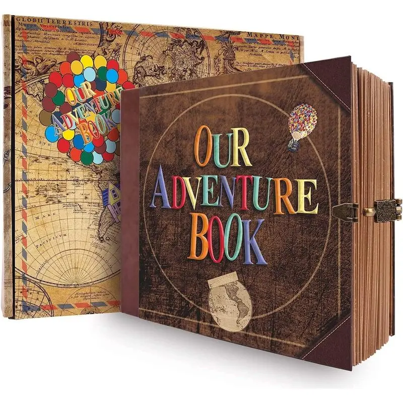 Vintage Adventure Book Travel Scrapbook - Memory Journal for Couples, Wedding Gifts, Photo-Ticket-Note DIY Keepsakes (Home Decor Photo Album), Travel Scrapb.