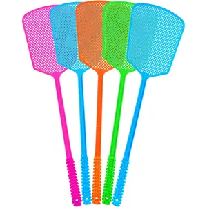 Fly Swatter,5 Pack Plastic Heavy Duty Manual Fly Killer, Long Handle Flyswatter, Large Bug Swatters that Work Indoor and Outdoor
