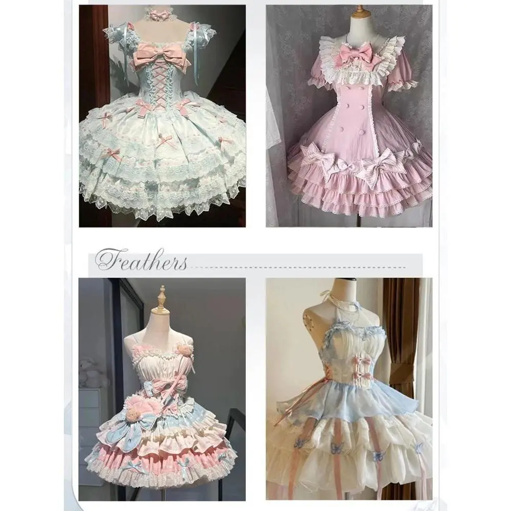 Summer Japanese Sweet Kawaii Lolita Dress Women Casual Cute Bow Puffy Princess Dress Y2k Fashion Elegant Evening Party Dress New