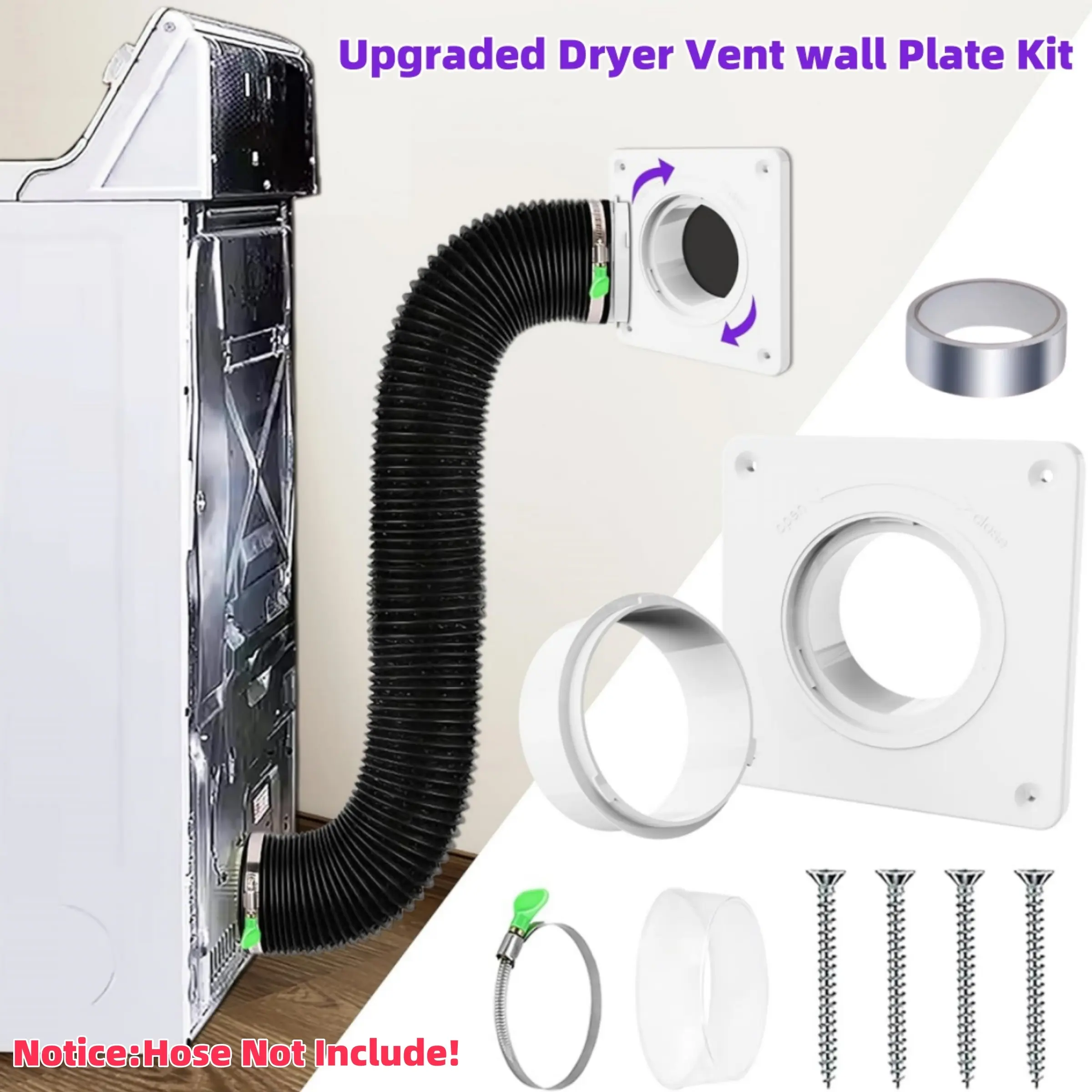 2026 Updated Dryer Vent Hose Connector Kit, Aluminum Foil Tape and Stainless Steel Clip, Quick Connect Disconnect, 7x7 Inch, 4 Inch, Halloween Gift