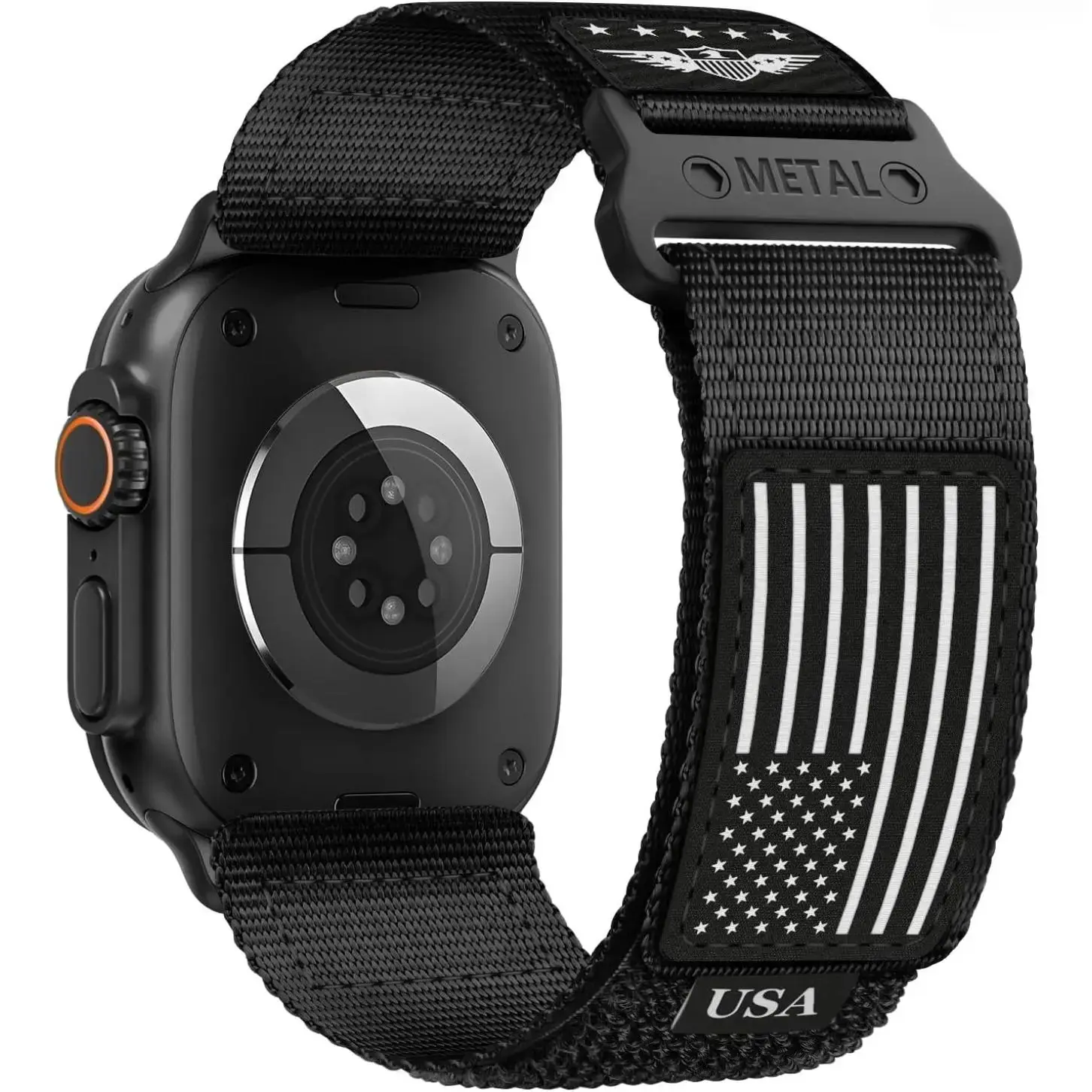 Rugged Nylon Apple Watch Band, Soft Woven Flag Style Sport Strap with Adjustable Loop Design, Durable Outdoor Replacement Wristband Compatible with Apple Watch Ultra 3/2, Series 11-3, 49mm 46mm 45mm 44mm