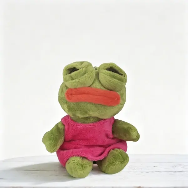 Pepe the Frog Plush Keychain Sad Frog Meme Stuffed Toy Cute Green Frog Plushie Bag Charm for Backpack Pendant Birthday Gifts