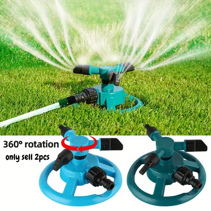 2PCS 360° Auto-Rotating Irrigation Sprinkler, Outdoor Sprinkler, Rotary Nozzle with Quick Connect Fitting, Automatic Water System for Lawn & Garden Use