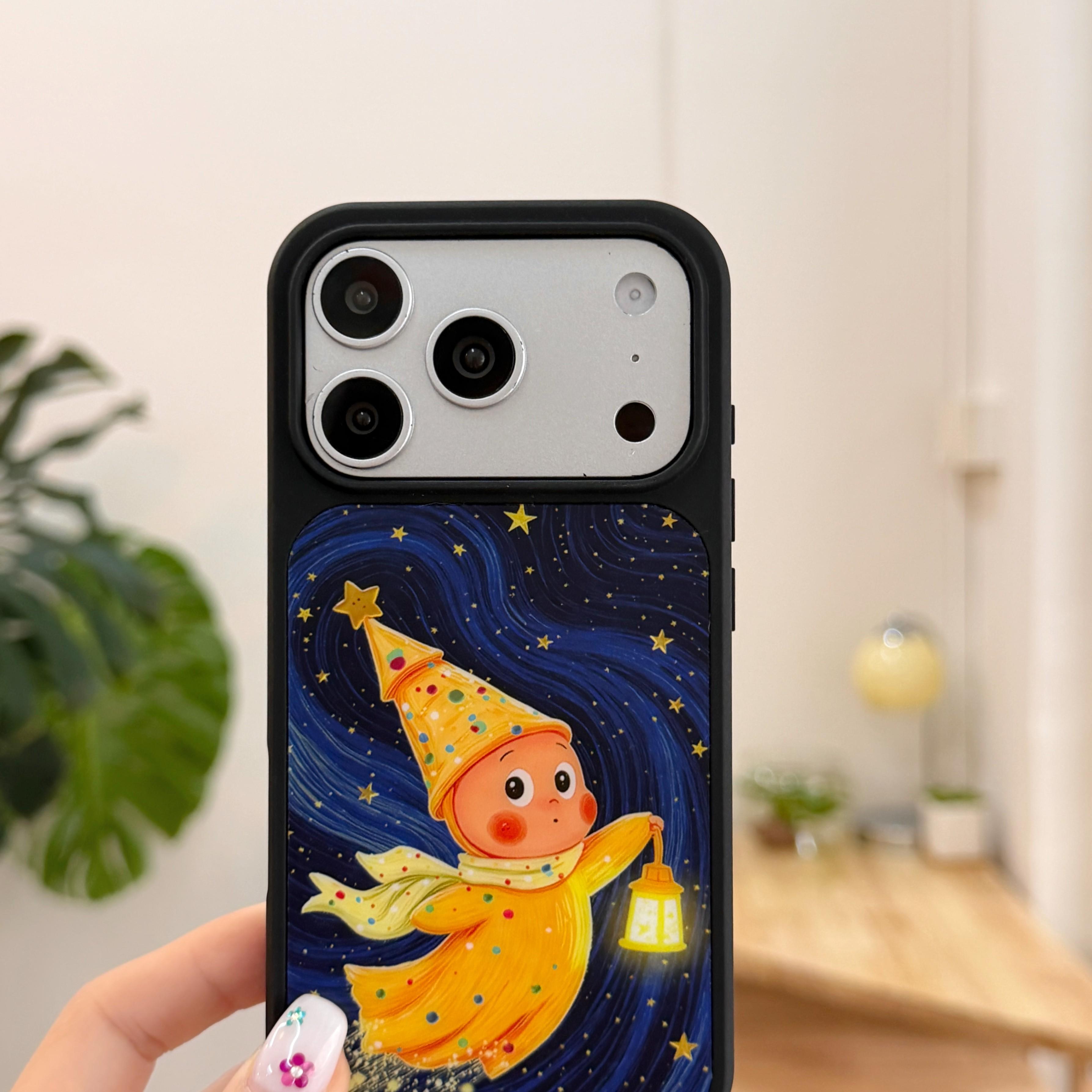 Luxury Gilded Star Character Rotatable Phone Case for iPhone 17 Pro Max 16 Pro Max 15 Pro, Stylish Full Body Protective Shell for Girls