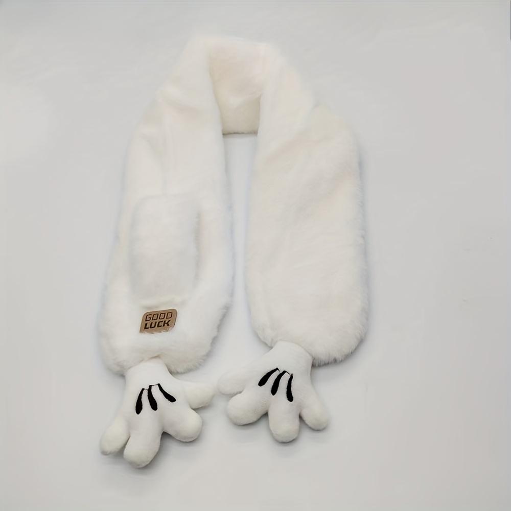 1pc & Winter Scarf - Soft Breathable Cross Scarf with White Paw Print & Bone-like Button-like Closure, Grey/Beige/Pink Color Options (No-Slip for), Minimalist Unisex Neck Warmer for Cold Weather Accessories