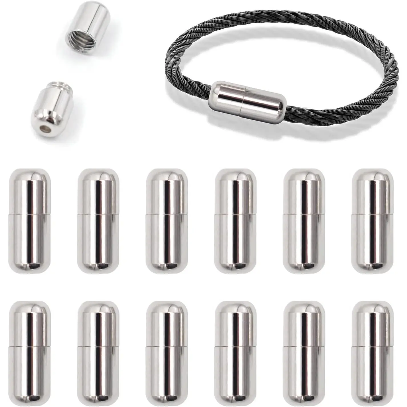 12 count Breakaway Necklace Clasps Metal Buckle Elastic Laces Clasps Barrel Screw Clasps Metal Capsule Lock Buckles Connector Screws End Caps for DIY  Bracelet Necklace Making