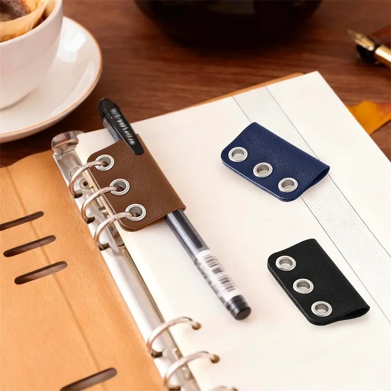 3-Piece Detachable Leather Pen Holder for Loose-Leaf Notebooks, A5 Ring Binder Compatible, Ideal for Students, Teachers, Journal Lovers