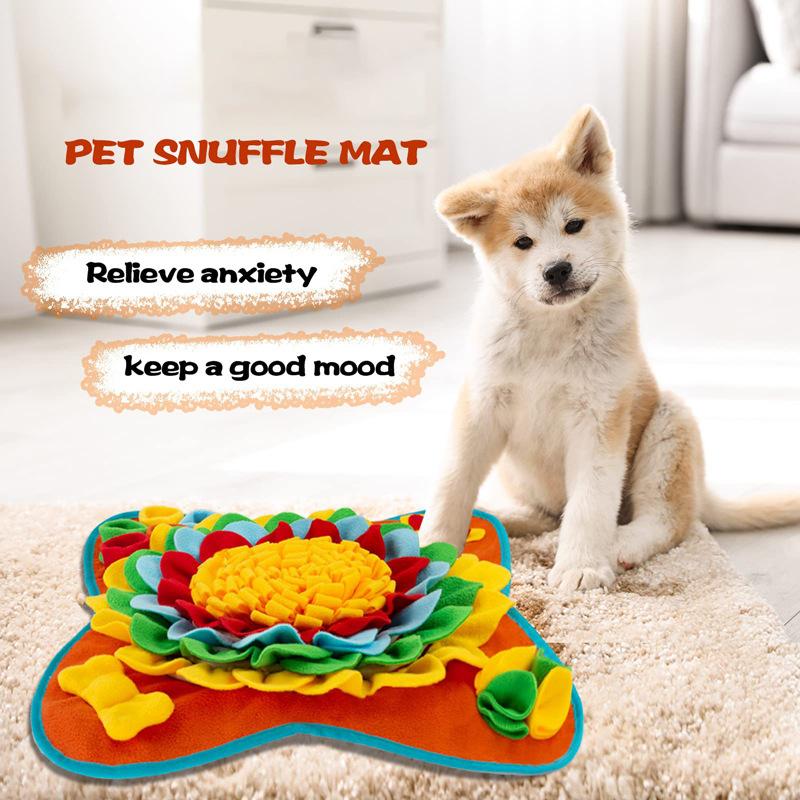 New Snuffle Mat: Colorful Flower & Bone Design - A Pet Scent Training Blanket for Physical and Mental Stimulation