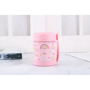 Best-selling 304 double-layer stainless steel insulated cup, long-lasting lunch box with fork, portable for cooking porridge and rice