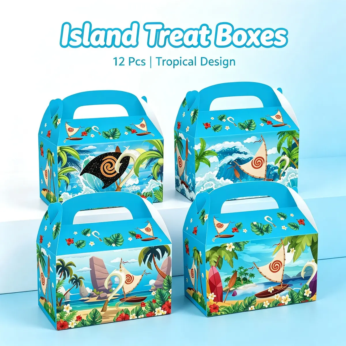 Rgt 12pcs Moana Party Treats Goodies Candy Box, Moana Party Supplies Decorations, Birthday Bridal Shower Essentials