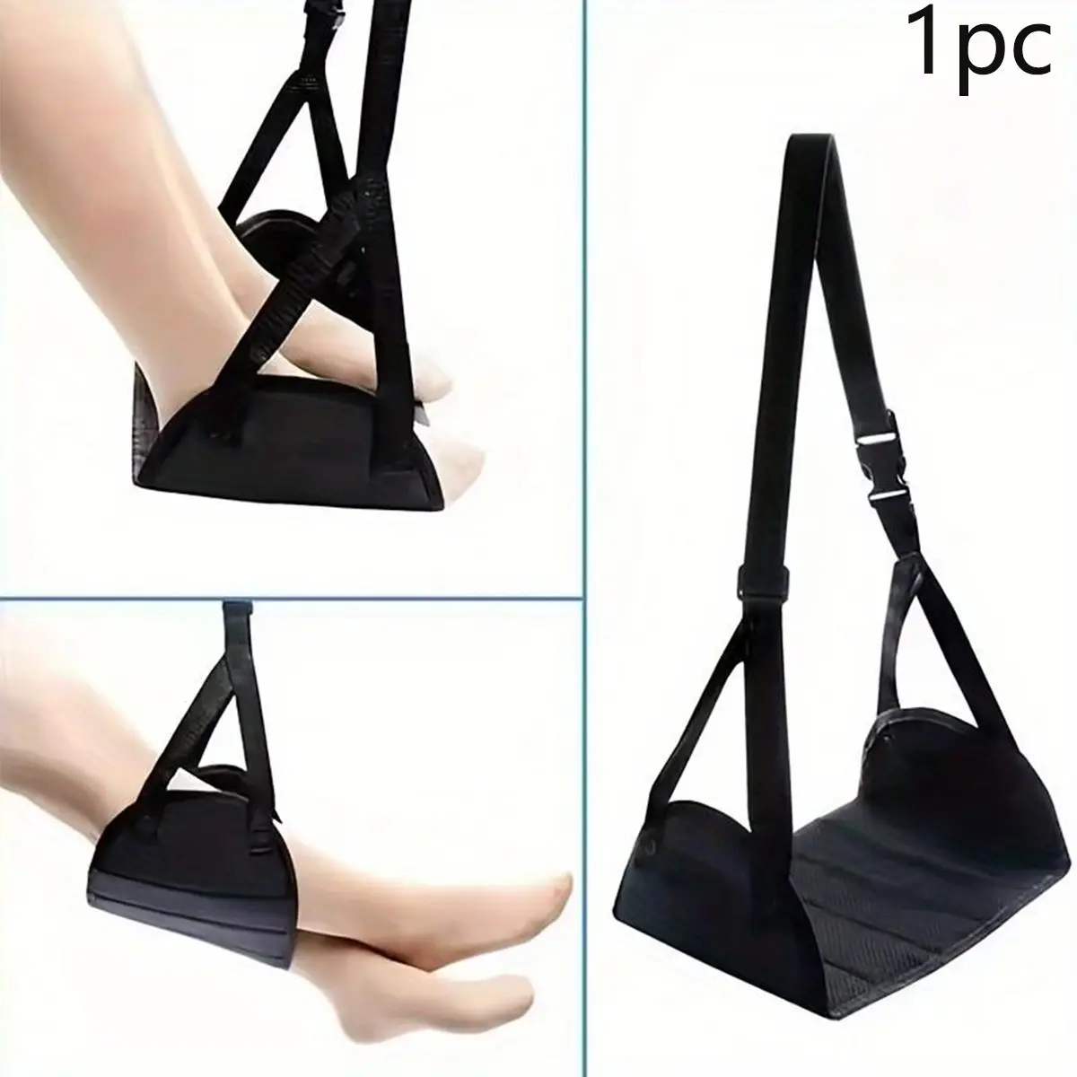 Aircraft Footrest Pad, Portable Adjustable Straps, Ideal for Travel, Lightweight Desk Hammock Leg Rest, Suitable for Airplane, Office, Outdoor, Car Use
