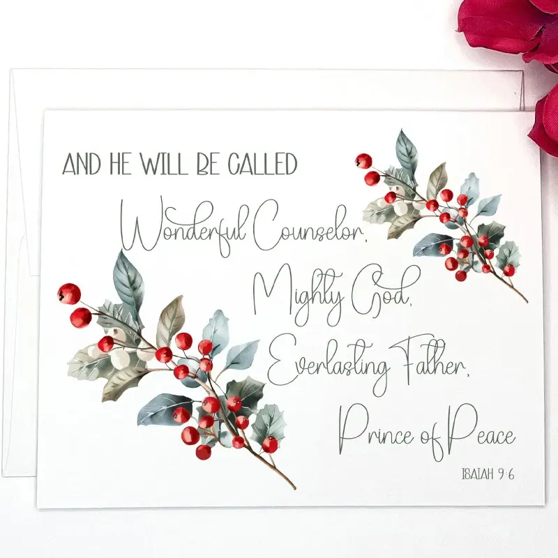 2card+2envelope Scripture Christmas Card Set, Isaiah 9:6, Christian Christmas