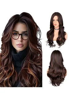 26inch Mix Wig, Curly Synthetic Wig for Women, Long Wavy Hair, All Seasons, Stylish and Versatile Accessory