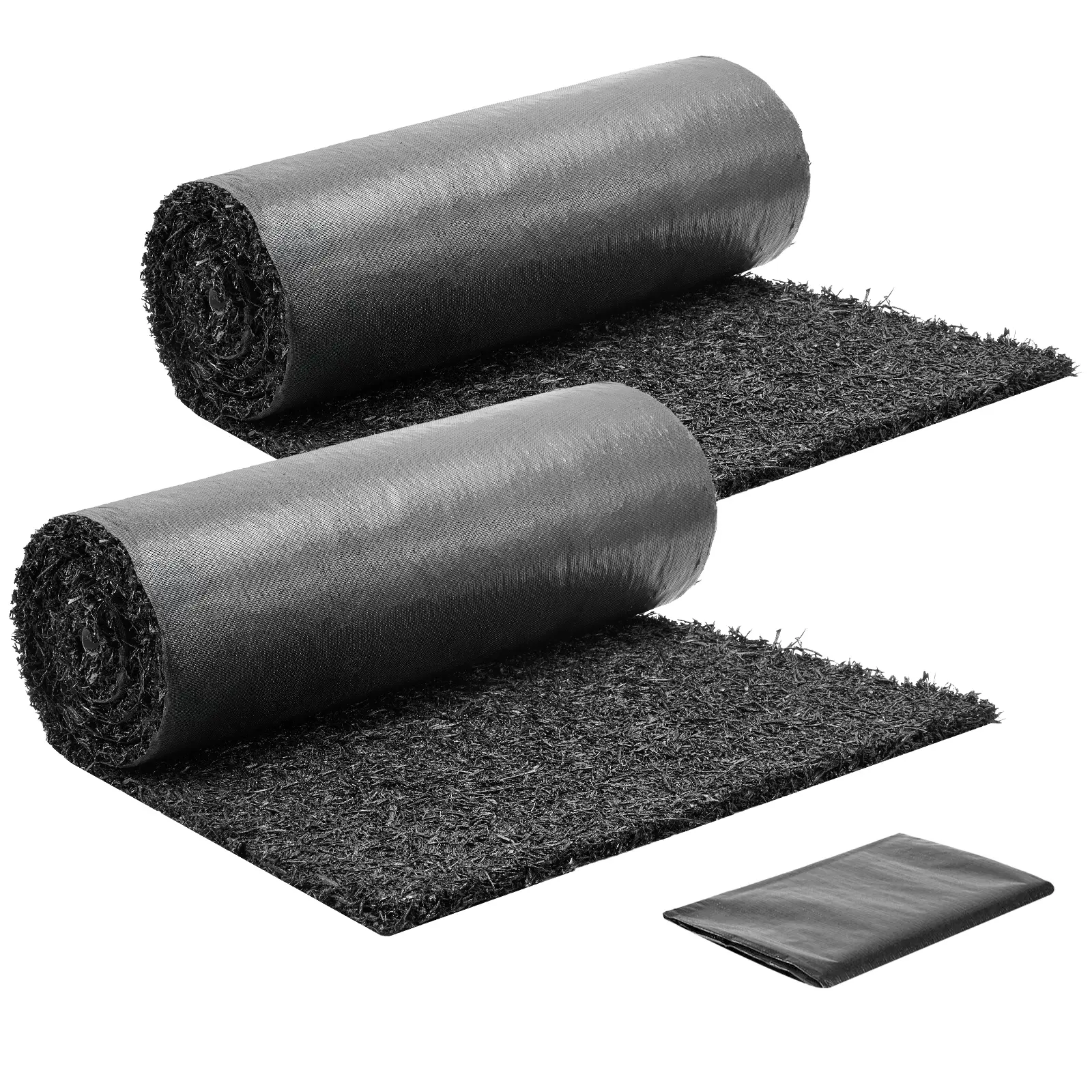 Rubber Mulch Mat Roll, 2 Rolls 96 x 24 in Recycled Rubber Mulch Mat, 0.5 Thick Cuttable, Reduced Weed Growth, Natural-Looking Weed Barrier Mat, Permanent Walkway Pathway for Landscaping