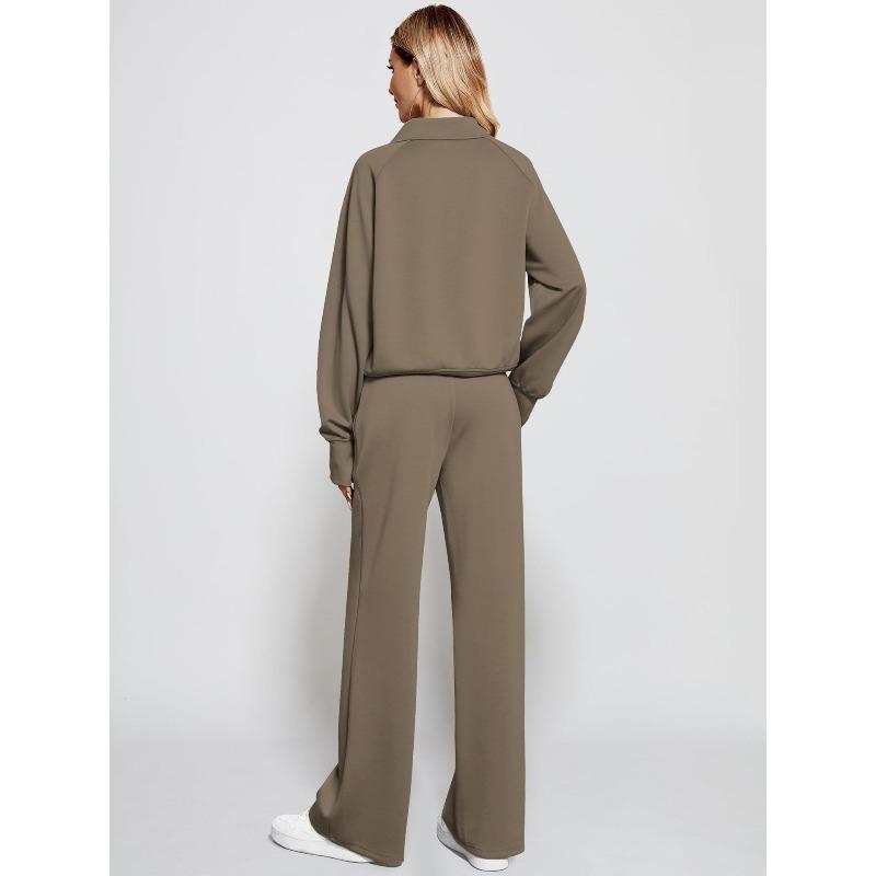 Plus Size Women's Sweatsuit Set Long Sleeve Long Pants Loose Fit Casual Zip Up Hoodie Track Suit 2-Piece baggy gym