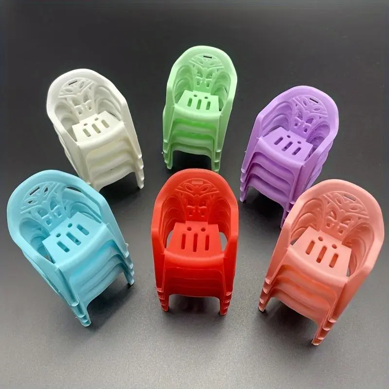 10-Piece Miniature Accessory Set, Realistic Backrest Chairs for Dollhouse, DIY Crafts & Versatile Halloween Decoration, Versatile Decor For Dollhouse & Holidays, House Decoration, Stylish Mini Backrest Chairs, Space-Saving, 10Pcs (Random Color), Assorted,