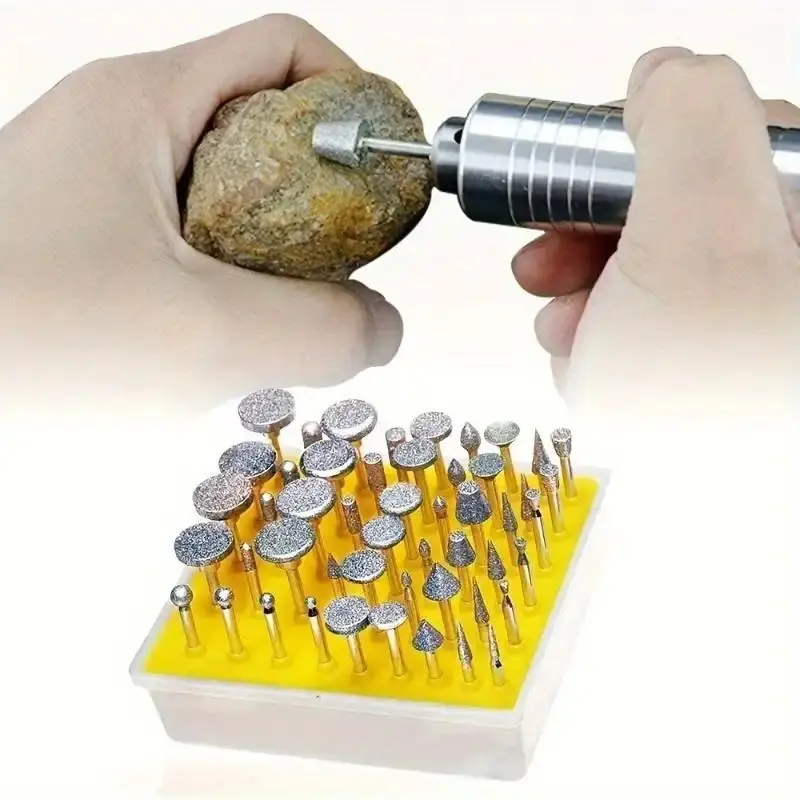 50pcs Diamond Grinding Bits for Dremel Tools, Jewelry and Glass, 3.175mm Shank, High-Quality Abrasives, Essential Accessories