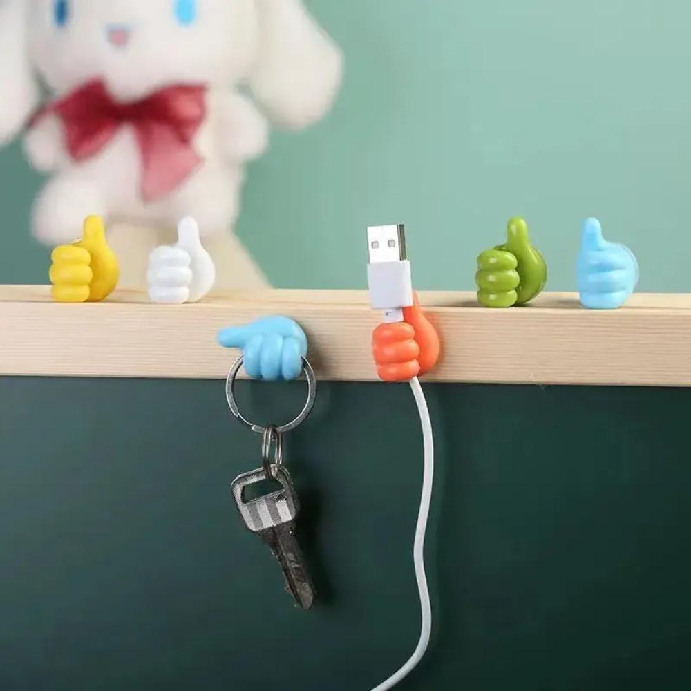 Thumb Wall Hook, 10 Counts Cute Decorative Self Adhesive Cable Hook, Cable Clip Hook, Cable Organiser, Desk Accessories, Bedroom Accessories, Room Decor, Home Decor, Gift for Girlfriend, Gift for Boyfriend, Mens Gifts