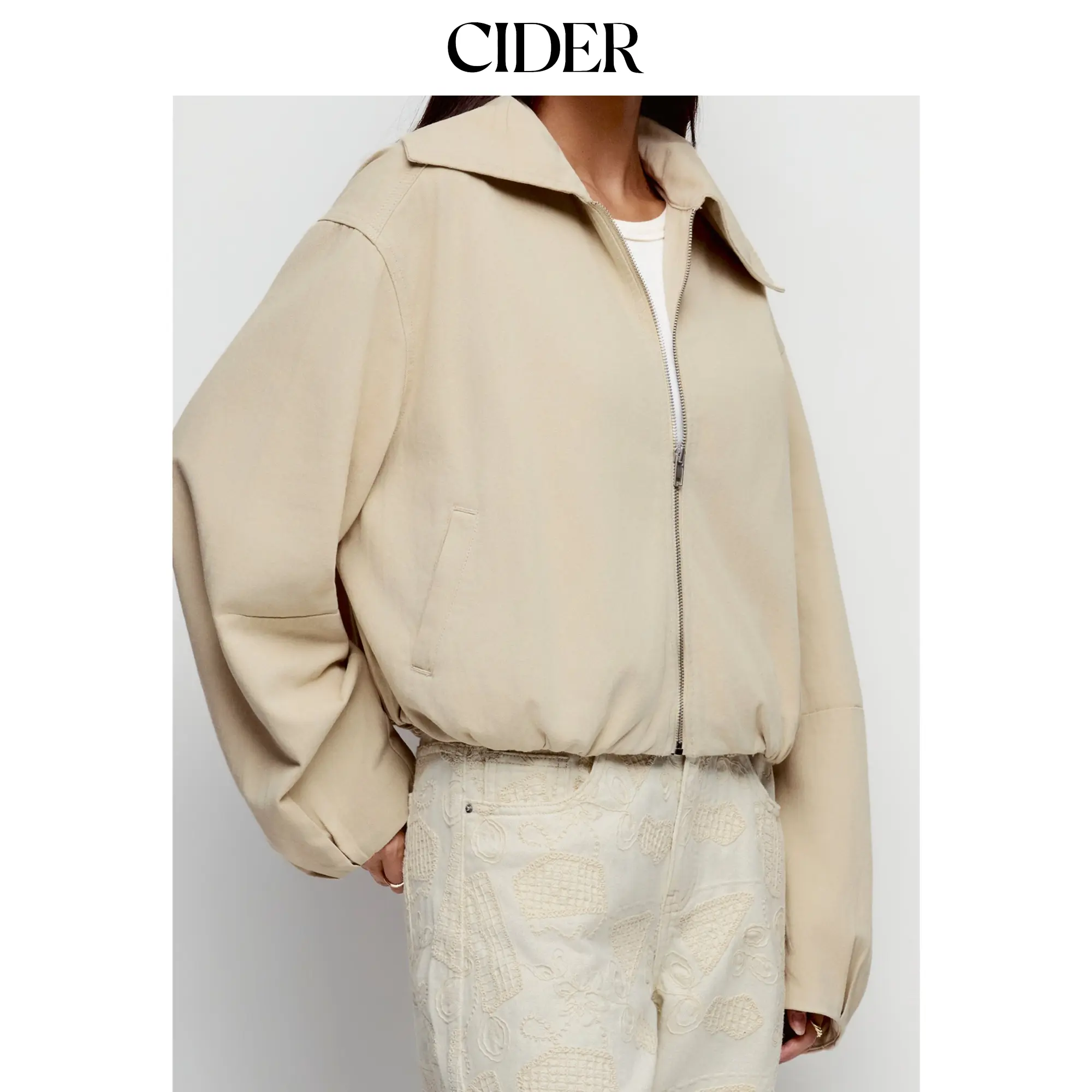 Cider Denim Washed Batwing Sleeve Super Oversized Jacket