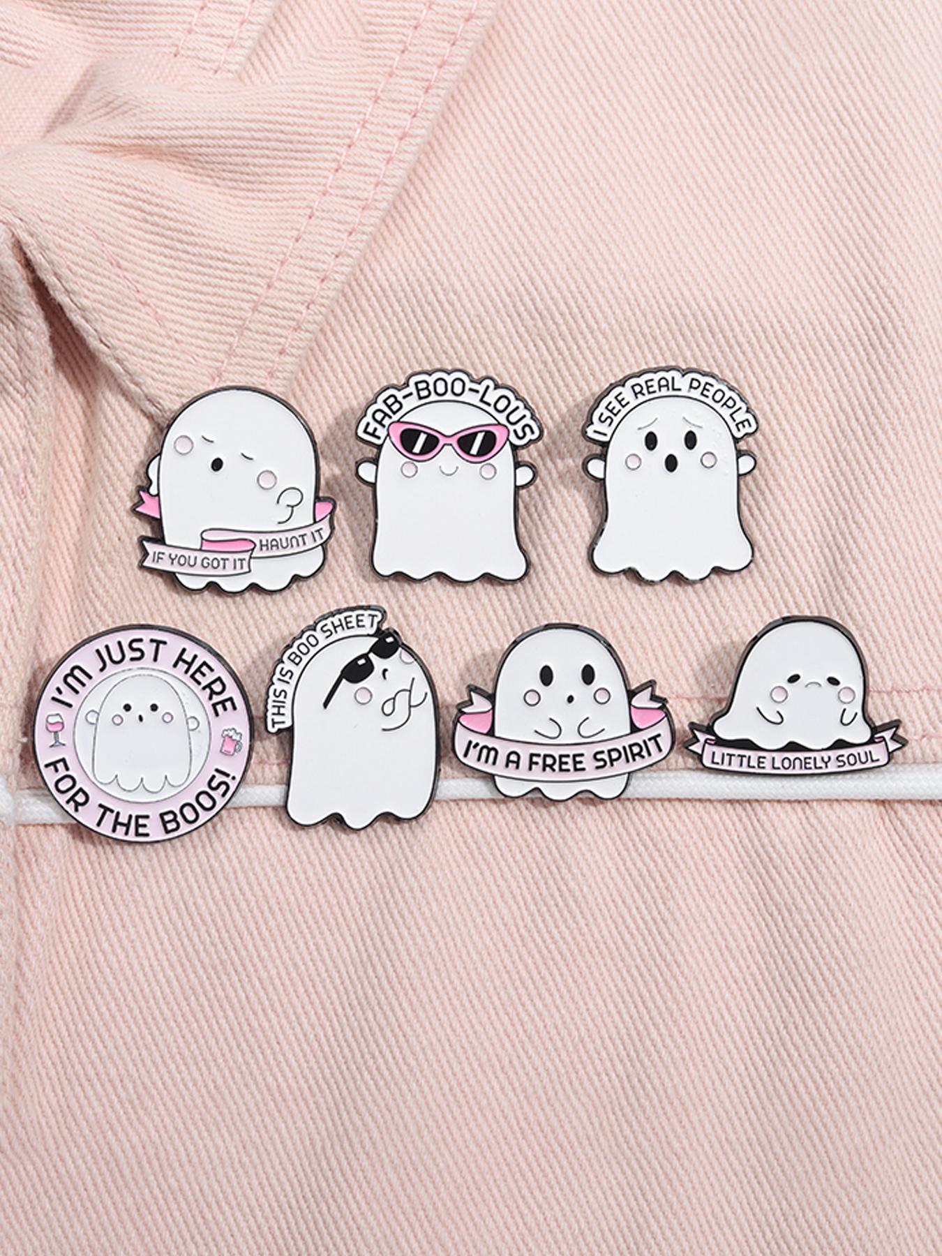 Cute Cartoon Ghost Design Brooch, 7 Counts/set Novelty Badge for Clothes Hat Pin, Fashion All-match Kawaii Accessories As Gift for Women & Men
