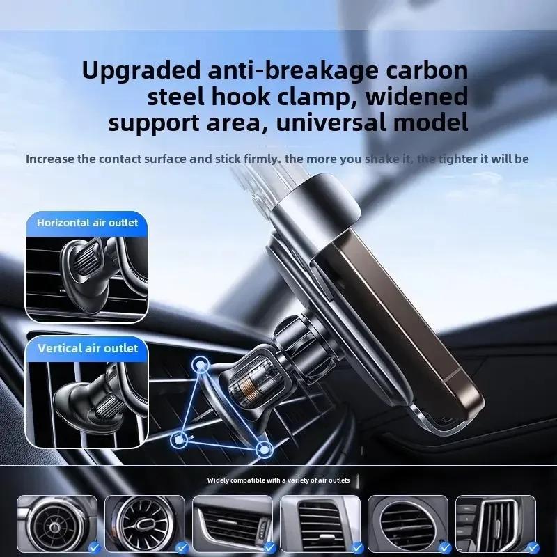 Wireless mobile phone car charger mobile phone holder one-click release fast charging manual clamp air outlet car mobile phone holder suitable for wireless charging mobile phone USB port