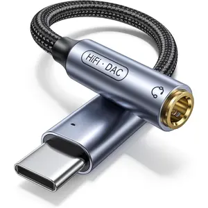 USB C to 3.5mm Audio Adapter Type C to Headphone Aux Jack Dongle 24bit/96kHz HiFi DAC  Cord Compatible with  17 16 Pro Max/16 Plus, iPad, Galaxy S25 S26 Ultra, Pixel 10