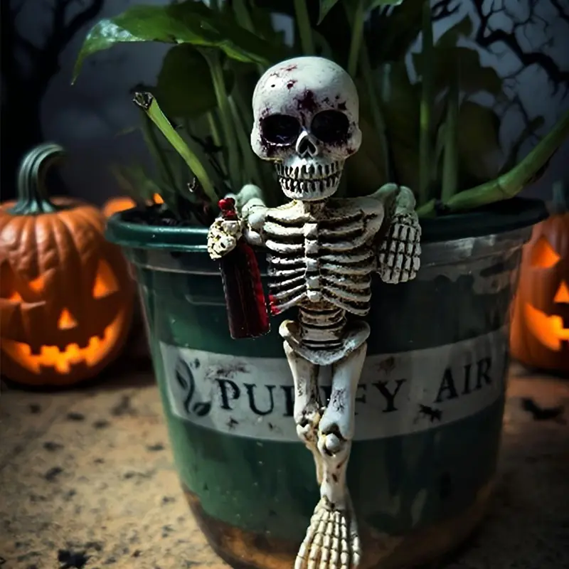 Halloween Skull Planter Plant Decor, Fun Skull Statue Pot, Horror Halloween Skeleton for Garden, Lawn, Cemetery, Indoor/outdoor Decoration