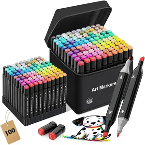 Markers 100 Colors with Case & Holders,  Tips Chisel & Fine Art Markers for Adult Coloring  Drawing, Artist Markers Art Supplies for Blending Sketching
