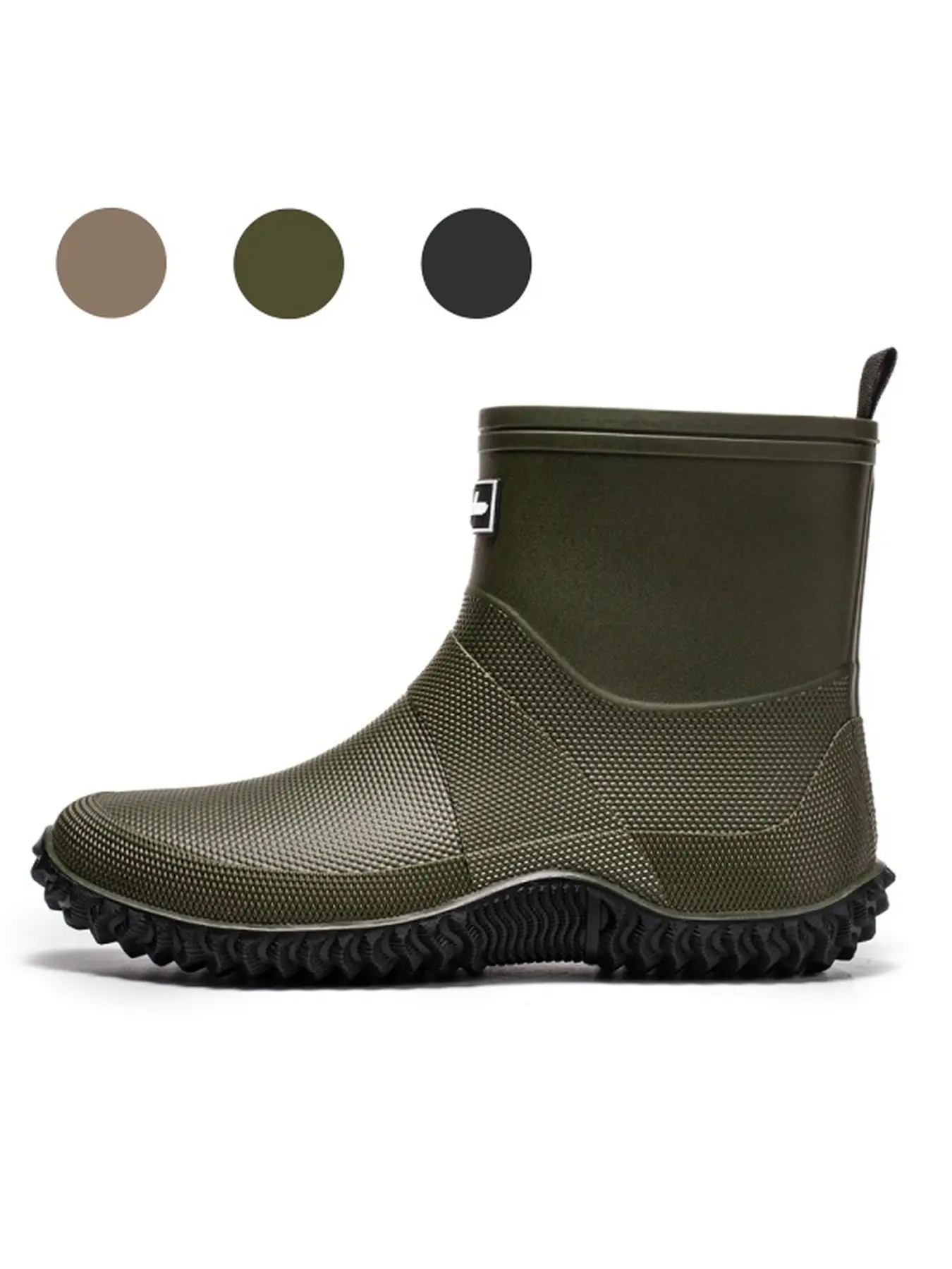 Women's Retro Mid-Calf Rain Boots, Textured Rubber Upper, Lightweight Non-Slip, Waterproof Outdoor Fishing Shoes, All Seasons Sporty Style