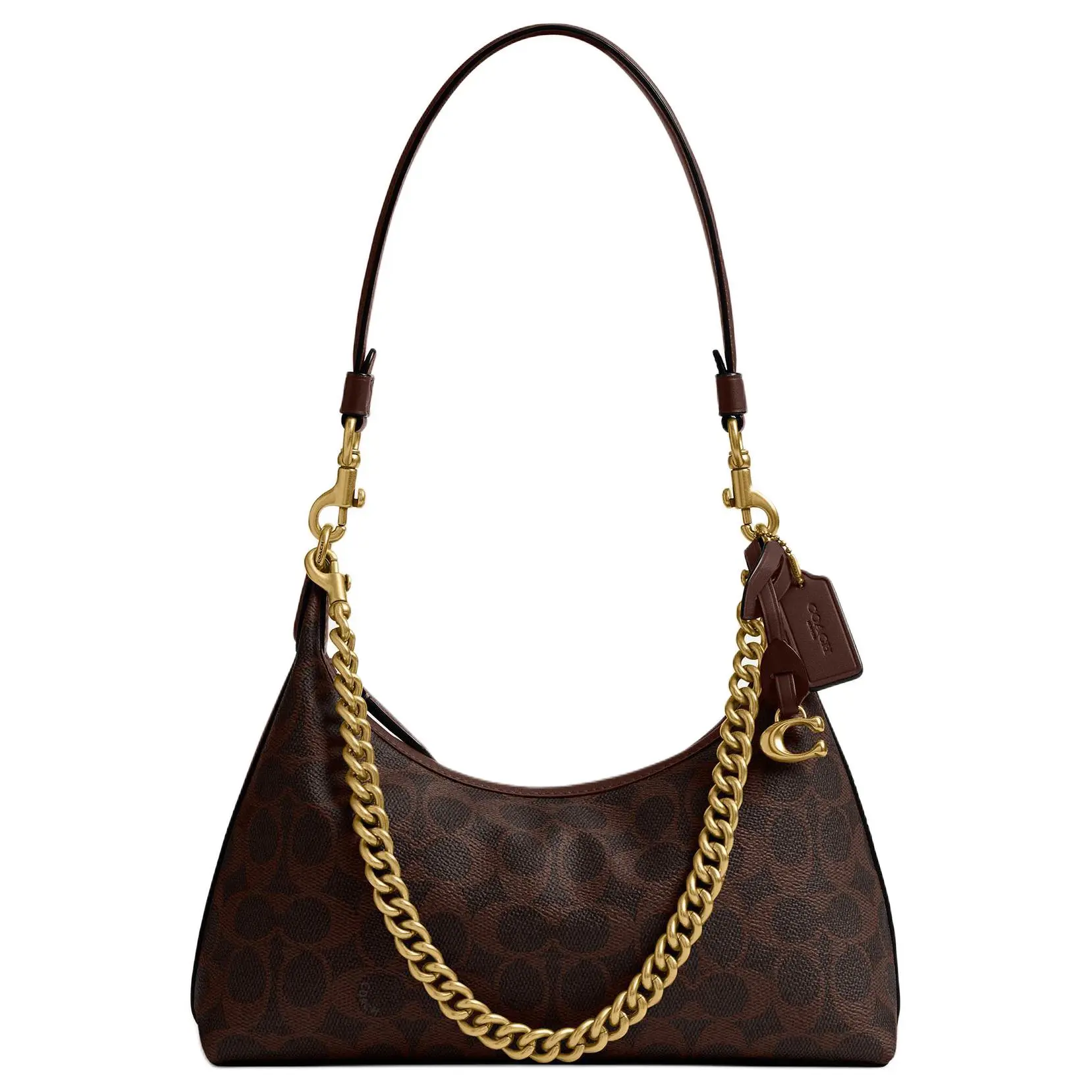 COACH Juliet 25 Detachable Chain Strap Faux Leather Crossbody Bag for Women, Medium Size, Maple Brown