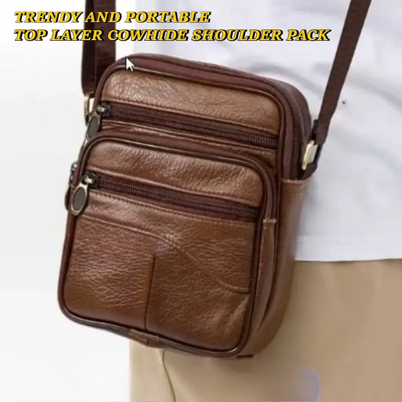 Women's Large Crossbody Bags, Classic Cowhide Leather Shoulder Purse with Multi-Zipper Pockets, Adjustable Strap and Zipper Closure, Casual Wear, Hidden Pocket