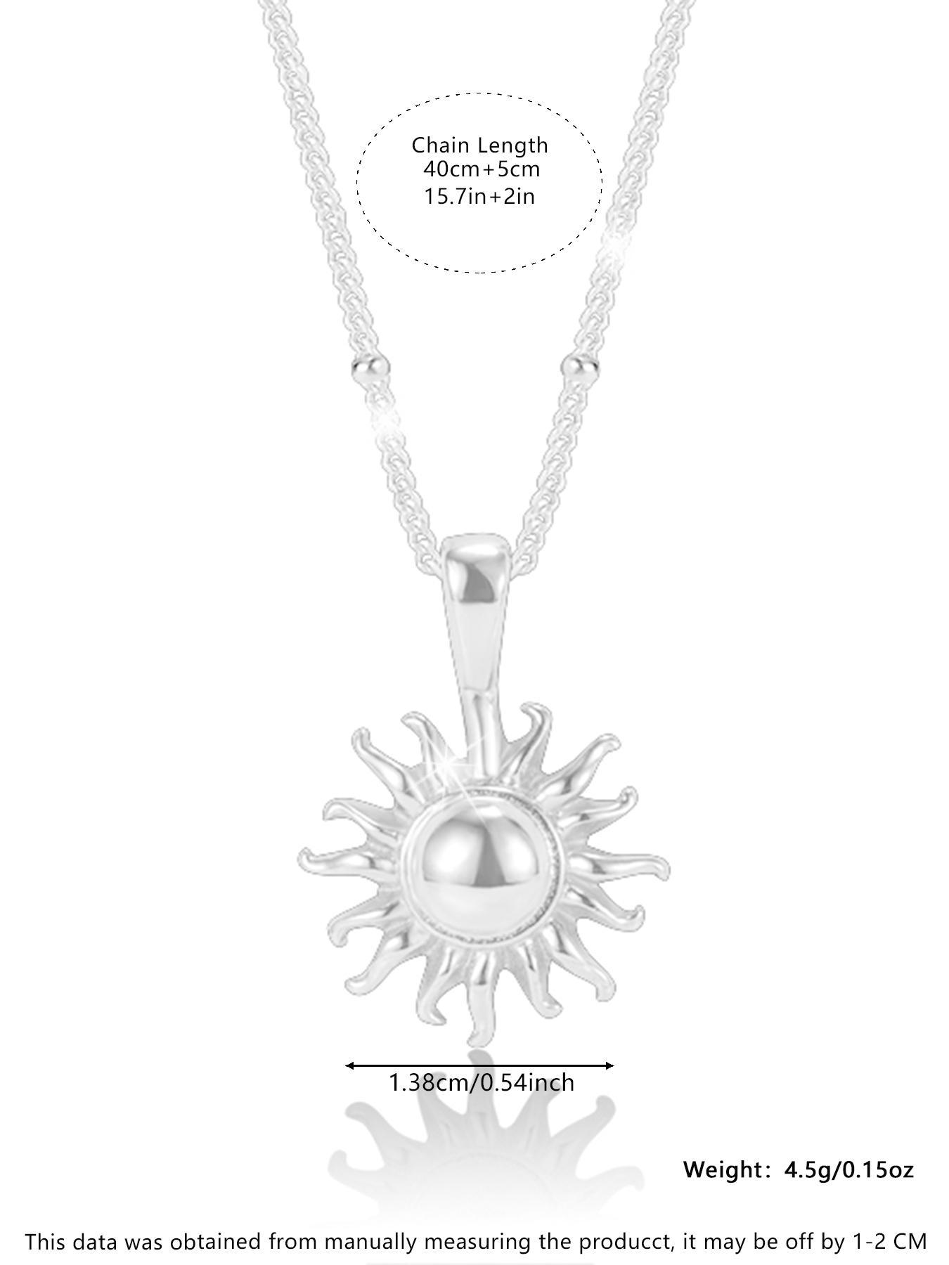 925 Sterling Silver Sun Design Pendant Necklace for Women, Fashion Jewelry for Party, Daily Decor, Trendy All-match & Exquisite Jewelry for Birthday Gift, Celestial Pendant Necklace