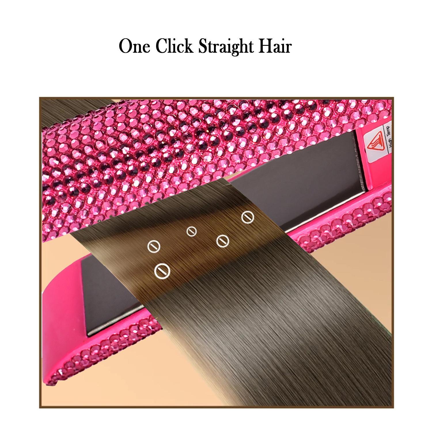 1 set Bling Rhinestone Decorated Hair Straightener,Crystal Diamond Professional Salon 480F Hair Flat Iron, Titanium Flat Iron, Silk Press, Hair Styling Tool