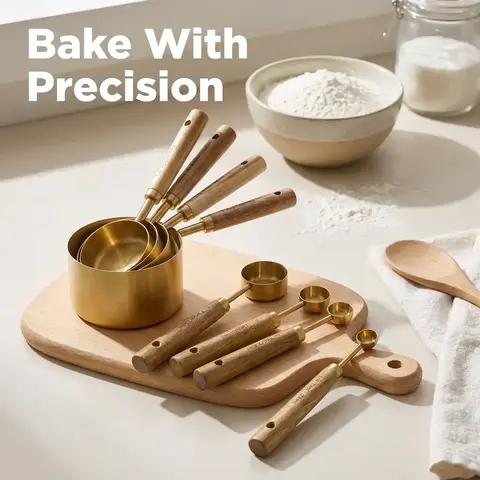 Stainless Steel 8-Piece Measuring Cups & Spoons Set, Kitchen Cooking Measuring Tools, Baking Measuring Utensils, Kitchenware, Measuring Cups And Spoons