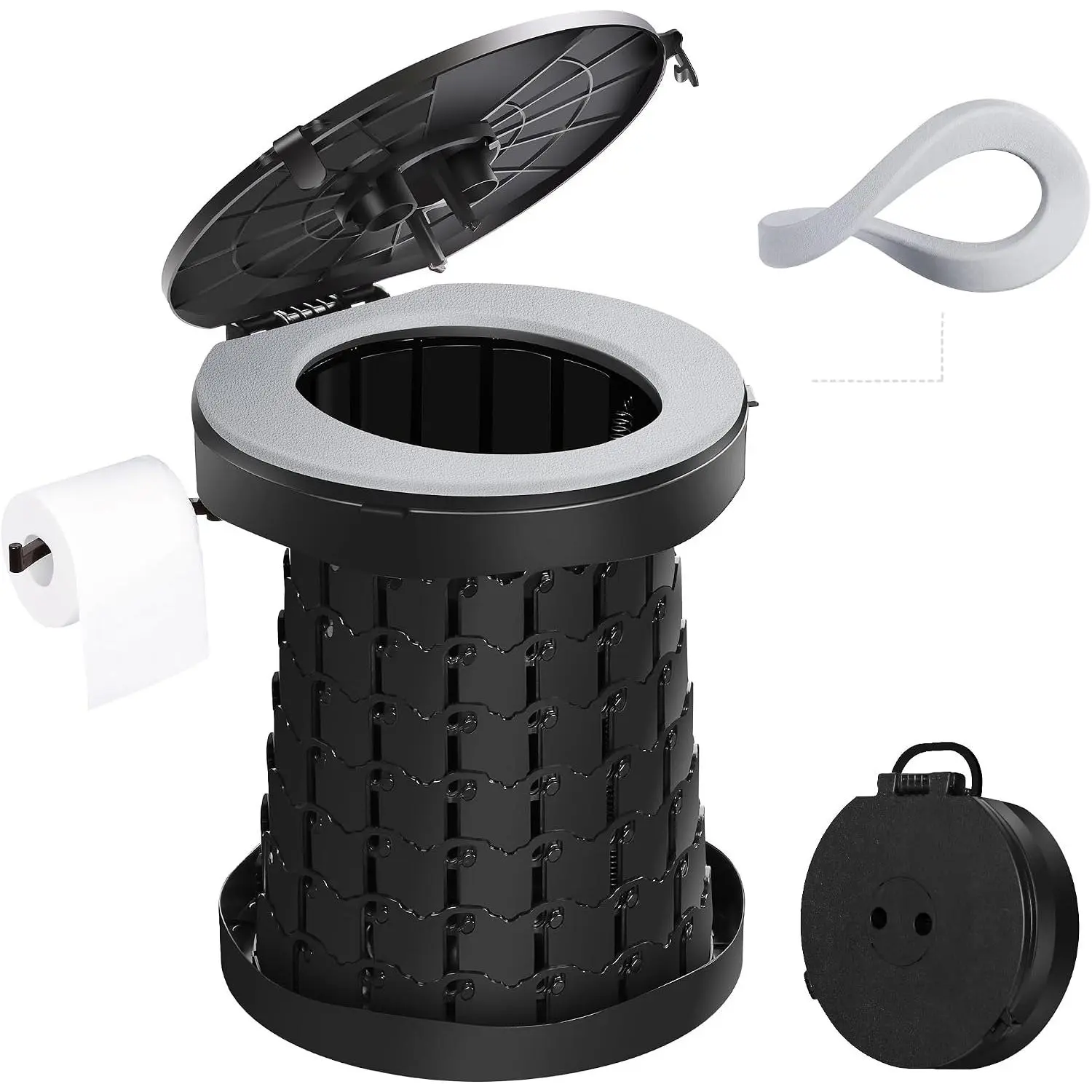 Upgrade Retractable Portable Toilet Travel Toilet Adjustable Height Camping Toilet Portable Potty for Adults Kids, Foldable Portable Toilet for Camping/Car