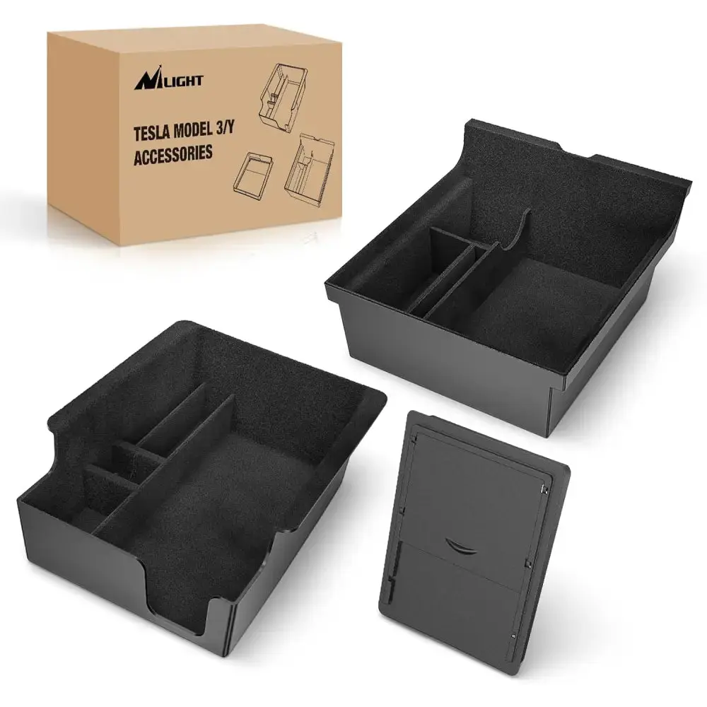 Nilight Vehicle Specific Fit ABS Housing Car Storage Organizers Kit Set, 3-Piece Easy-Install Auto Accessories Interior for 2021-2023 Tesla Model 3 & 2021-2024 Model Y
