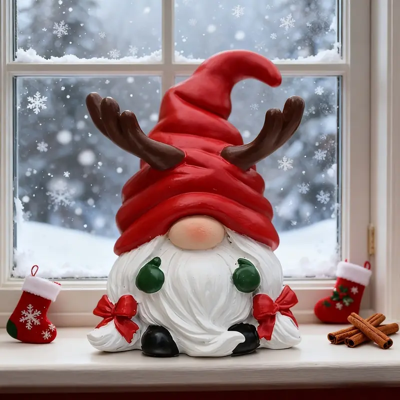 Christmas resin figurine, handmade Christmas resin figurine, holiday gift, winter desktop Christmas tree decoration, for indoor use. Can be displayed on the fireplace stand or window ledge. It is the best gift for children on Christmas.