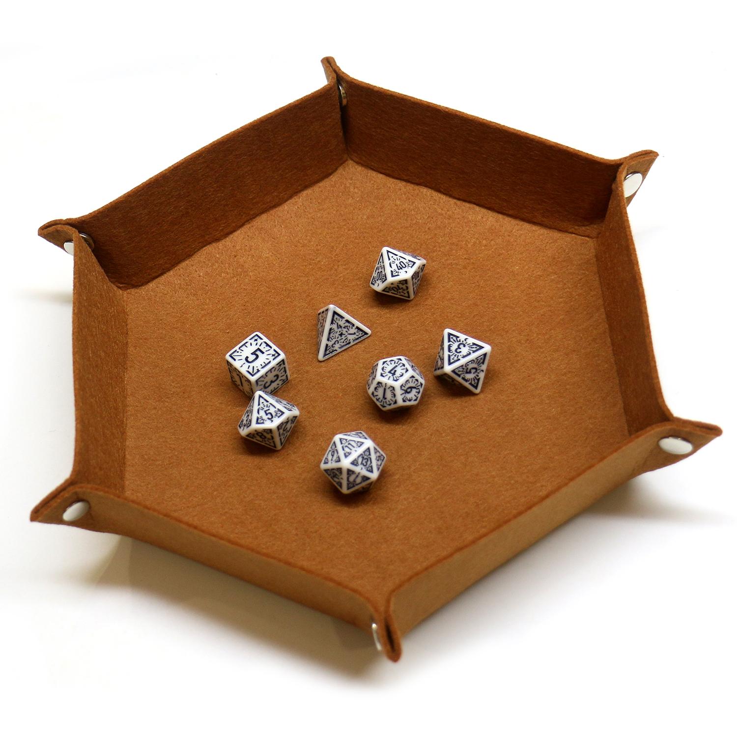 Felt Dice Tray, 1 Count Foldable Dice Trays, Hexagon Dice Rolling Tray, Felt Dice Holder for Dice Games, Table Games, Game Accessories, Polyhedral Dice