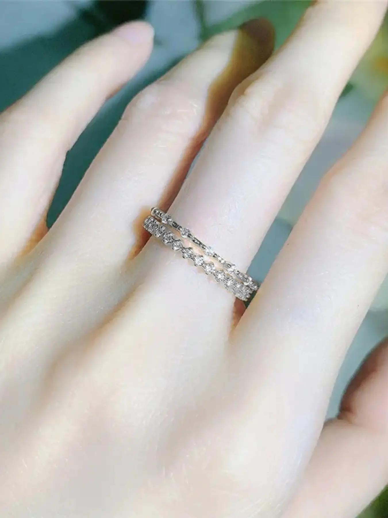 Women's Elegant Rhinestone Decor Promise Stack Rings, 3pcs/set Trendy Exquisite Engagement Rings, Chic Fashionable Jewelry As Gift for Women and Girls, Solitaire Stackable Rings