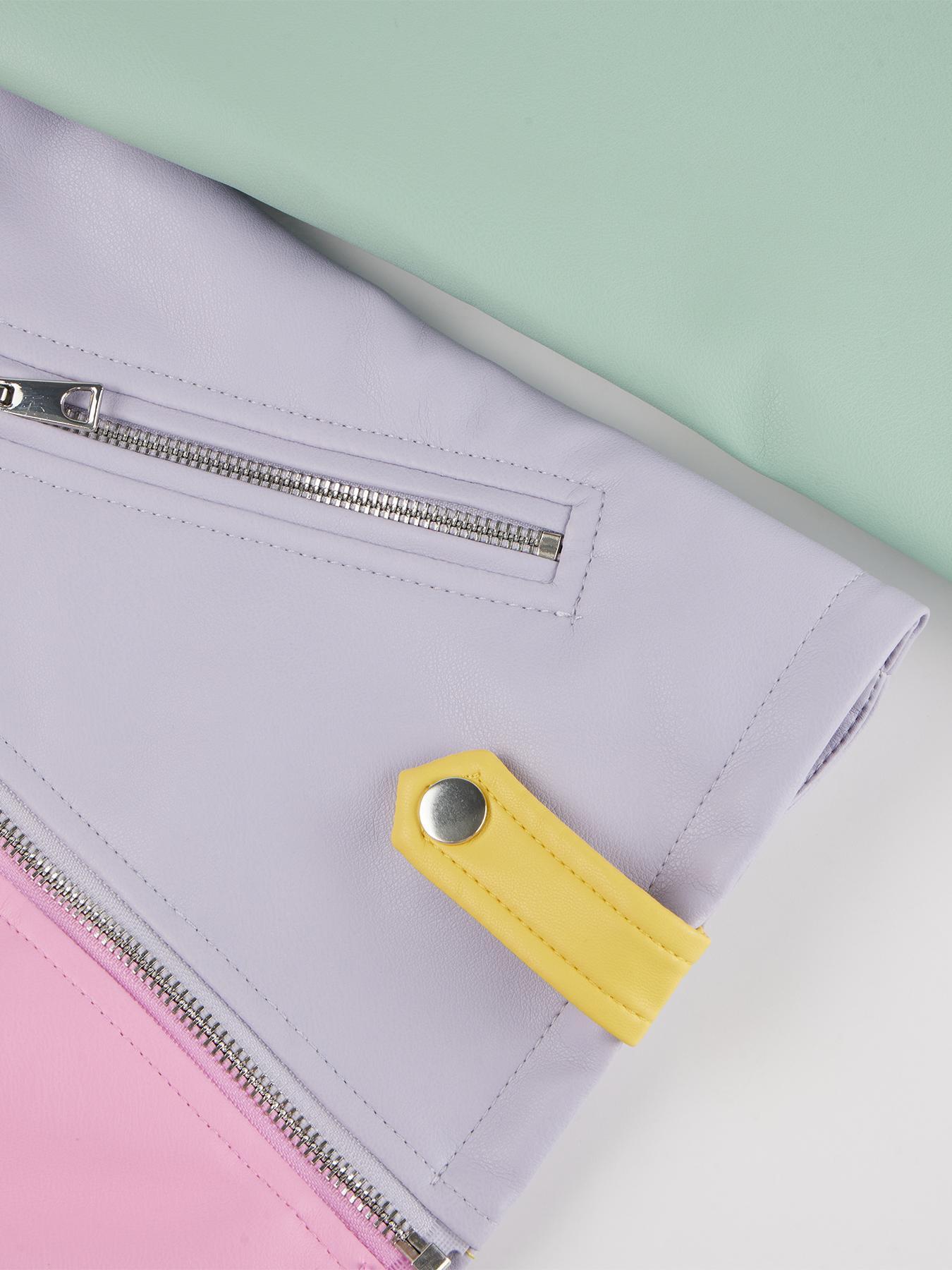 Women's Spring Four-Season Motorcycle Jacket, Fashionable Long Sleeve Lapel Zipper Waist Cinched Fitted Patchwork Short Coat with Pockets, Fall Winter Outerwear