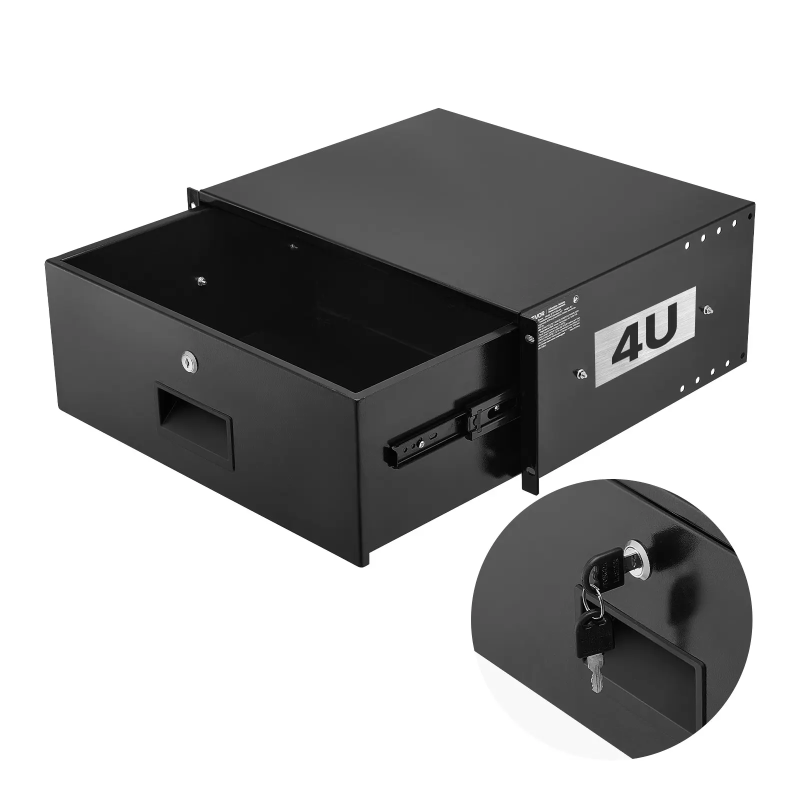 【Summerfinds】VEVOR 4U Rack Mount Drawer, 50 lbs Max Load-Bearing, Lockable Server Cabinet Case, Sliding Drawer with Lock and Cable Management Holes, for 19 in Network Equipment Server AV Rack or Cabinet Enclosure