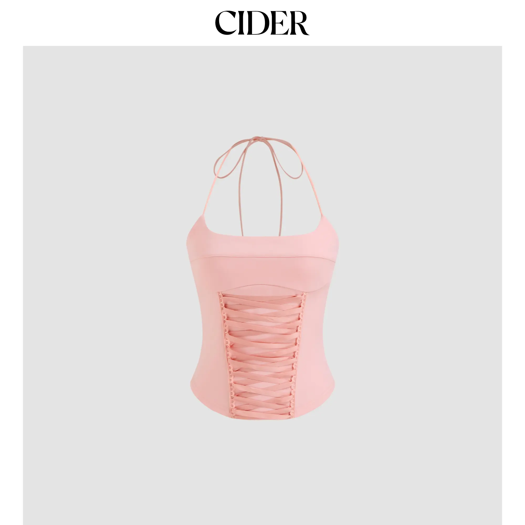 Cider Halter Lace Up Cami Top