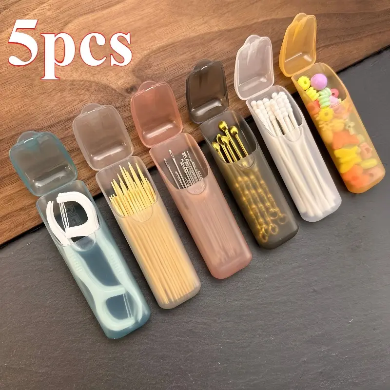 5/10Pcs Mini Portable Storage Boxes Random Color, Compact Pocket Size Travel Organizer Case, Hygienic Container for Floss Pills Toothpicks Cotton Swabs, Oral Care Small Storage Box Daily Outdoor Carry Accessories
