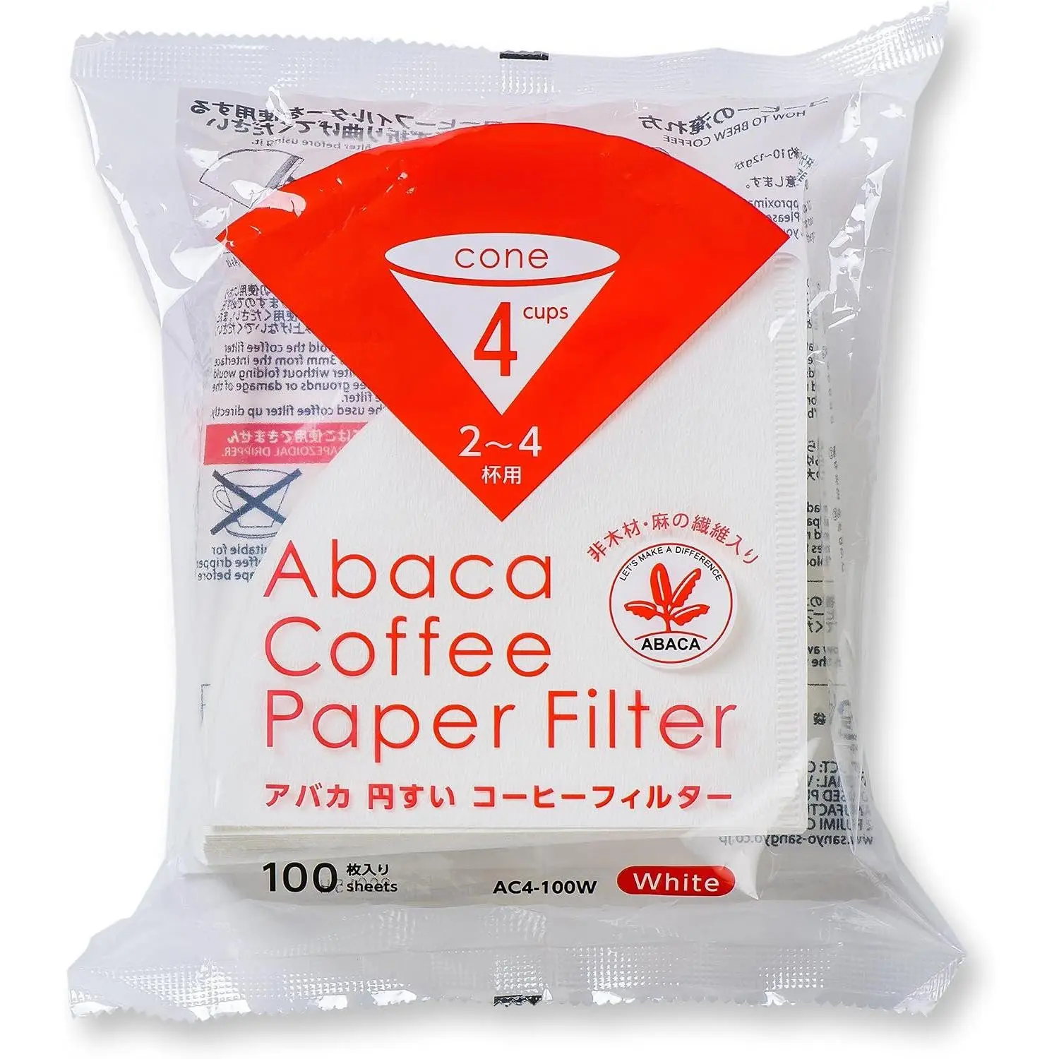 100-Pack Cone-shaped V60 02 Style  1 to 4 Cup Disposable Pour-Over Drip Coffee Paper Filter made of  Refined Virgin Pulp for  Tasting Brewing Pour Over Dripper (White)