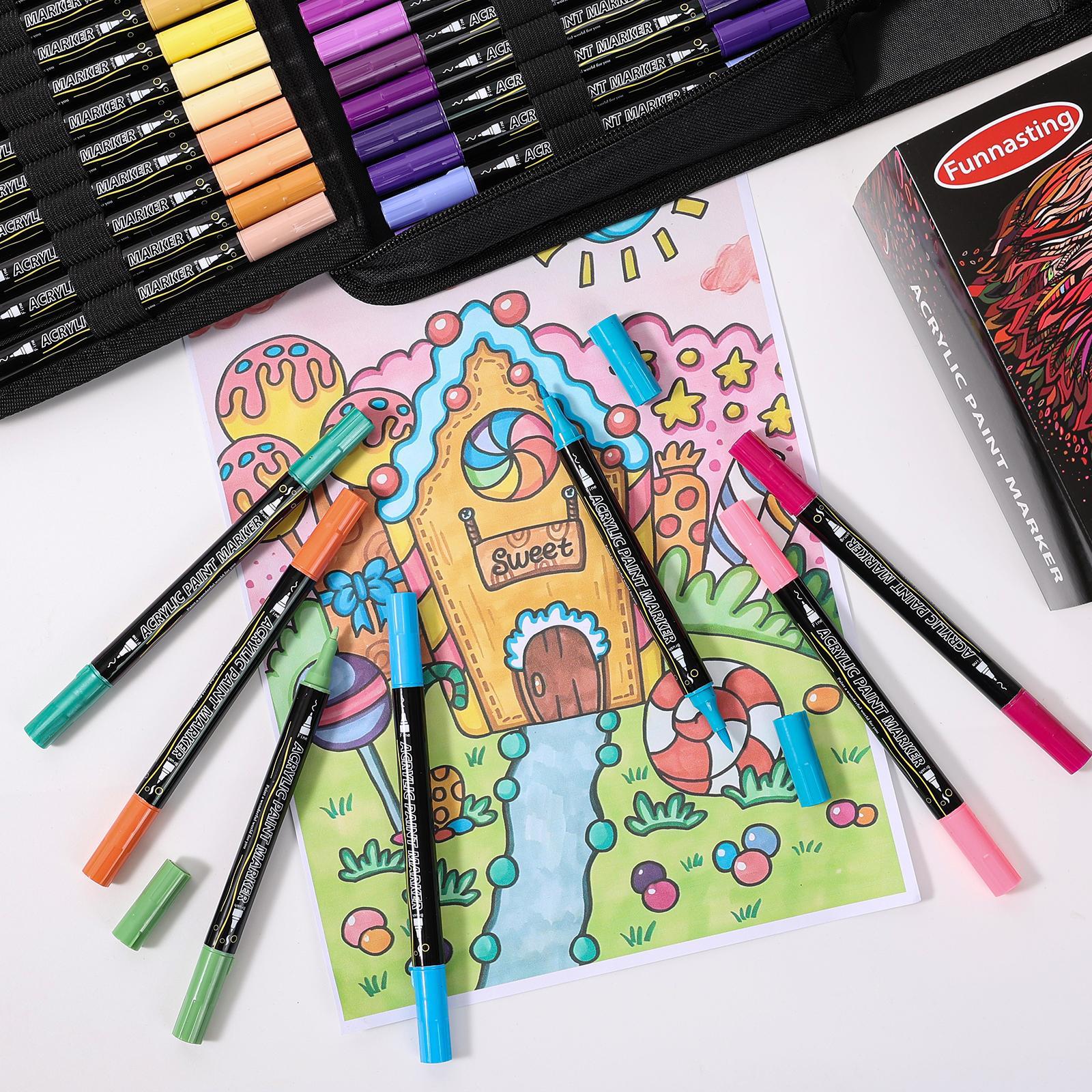 Acrylic Paint Marker Pen Set, 12/24/36/48/60/72/120pcs Double-ended Acrylic Paint Marker Pen, Art Supplies for Rock Glass Ceramic Wood DIY Craft Painting #TOP PICKS