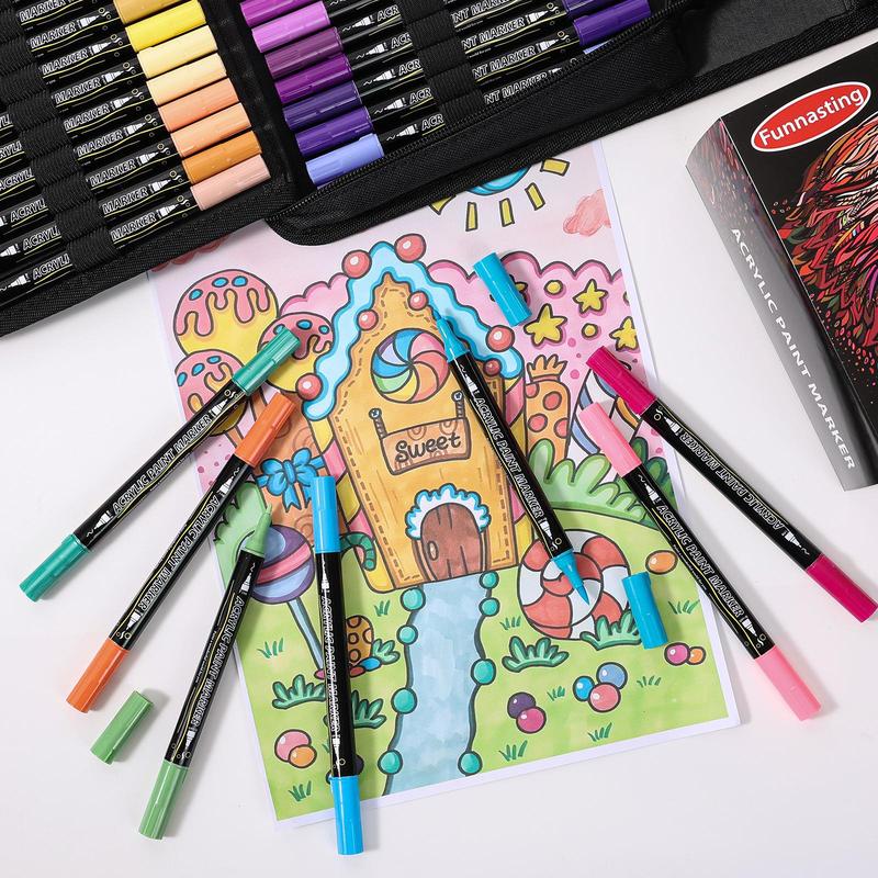 Acrylic Paint Marker Pen Set, 12/24/36/48/60/72/120pcs Double-ended Acrylic Paint Marker Pen, Art Supplies for Rock Glass Ceramic Wood DIY Craft Painting #TOP PICKS