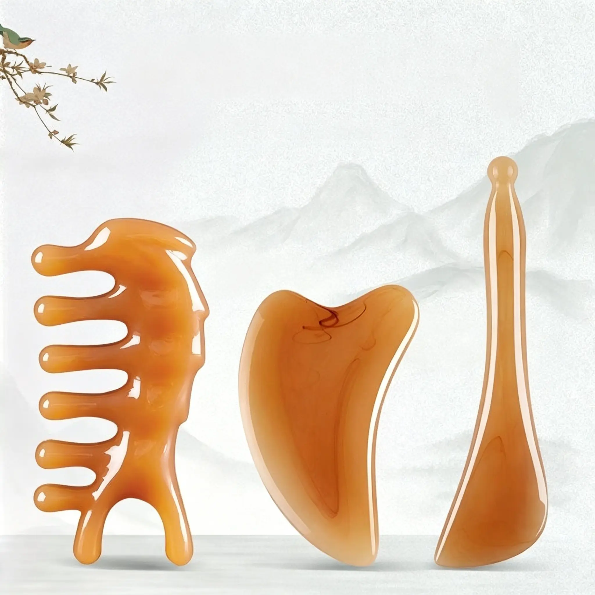3-Piece Gua Sha Beauty Massage Tool Set, Resin Gua Sha Scraper for Nose and Face, Relax Muscles and Facial Massage, Essential Skincare Tools, Beauty Massagers